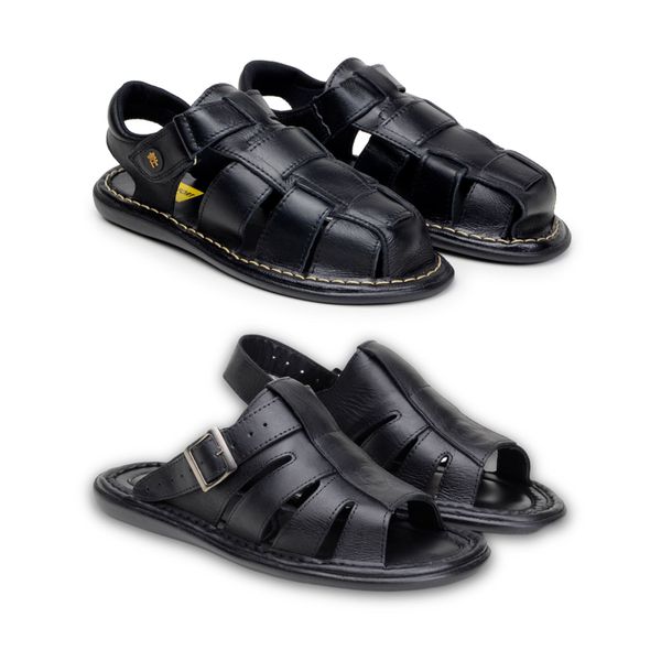 Kit 2 Pares de Chinelo Sandália Original Couro Legitimo Masculino