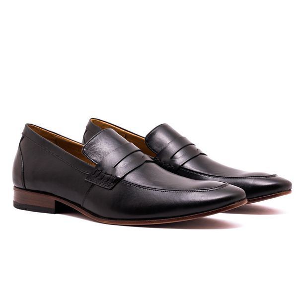 Sapato Social Masculino Loafer Couro Sola Couro Preto