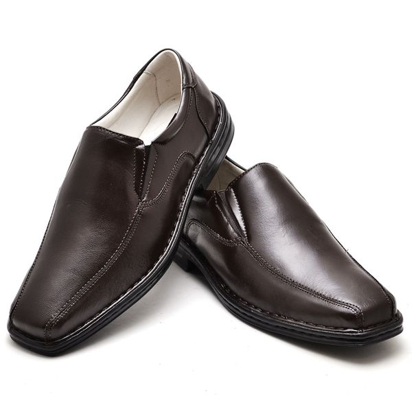 Sapato Casual Conforto Couro de Carneiro Caf 1010 Franca