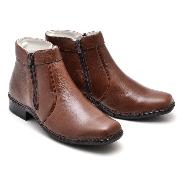 Botina Casual Conforto Couro Café 1600