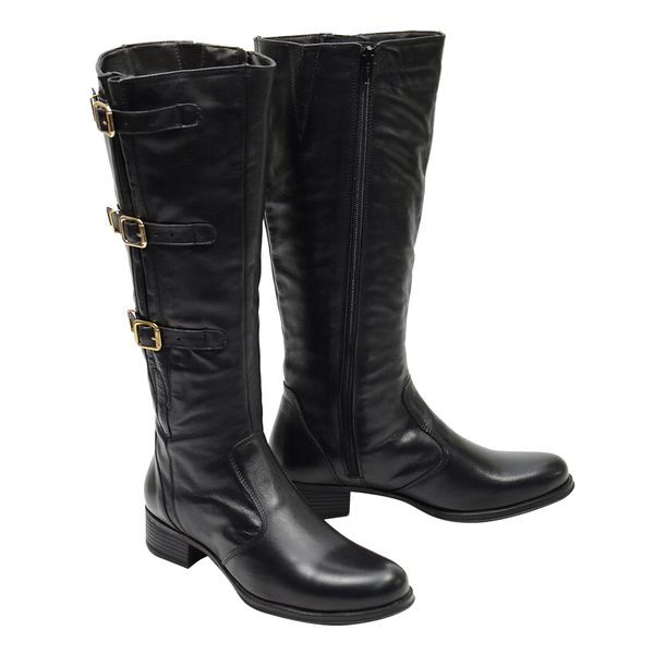 Bota Montaria Feminina Cano Longo Couro Comfort Preto