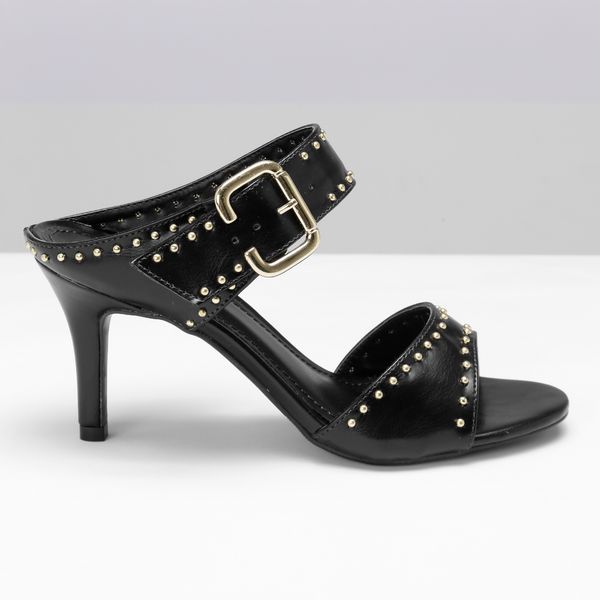 Sandália Mule Gravejada Preto