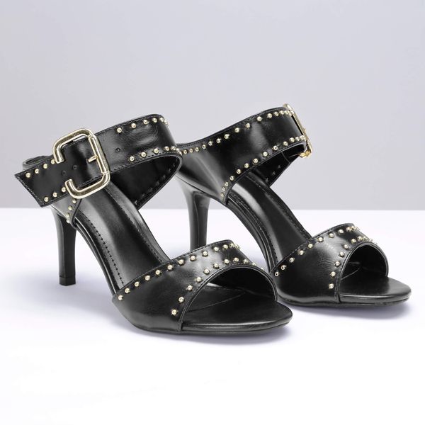 Sandália Mule Gravejada Preto