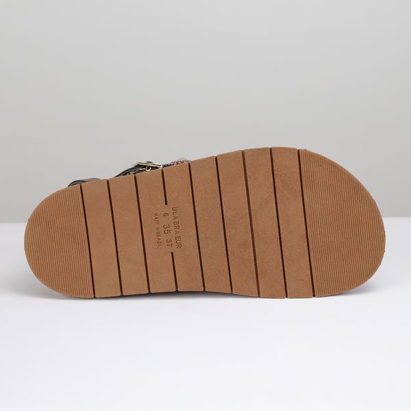 Sandália Grega Flatform Feminina Pedraria - Café