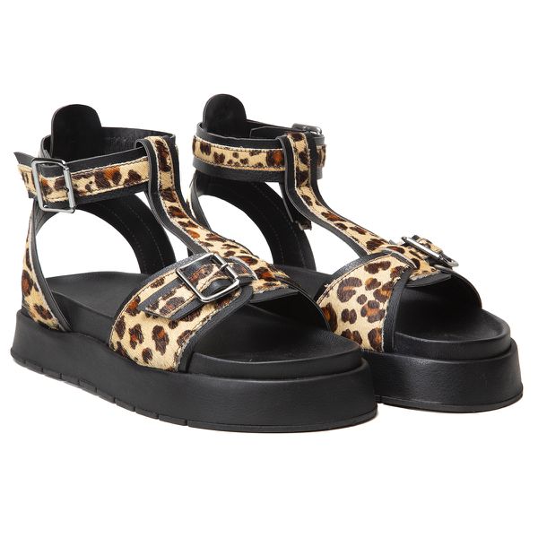 Sandália Feminina Plataforma Flatform Animal Print - Onça 