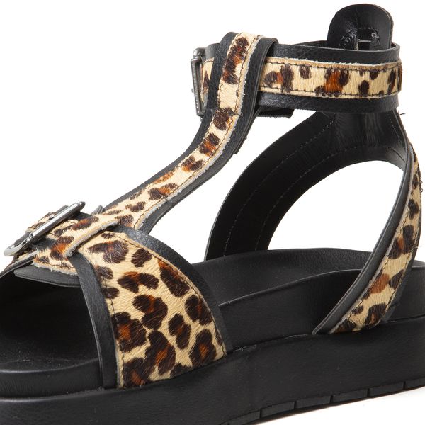 Sandália Feminina Plataforma Flatform Animal Print - Onça 