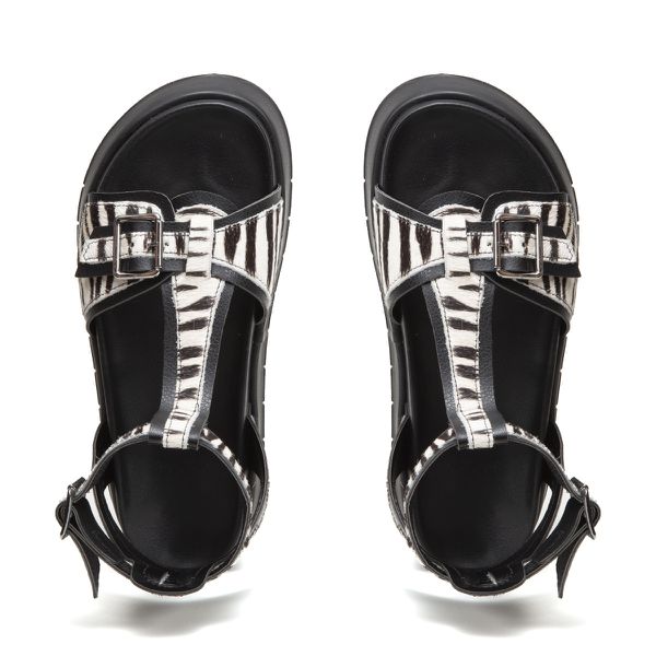 Sandália Feminina Plataforma Flatform Animal Print - Zebra