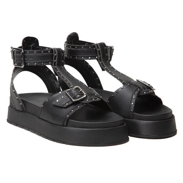 Sandália Feminina Plataforma Flatform Taxas - Preto