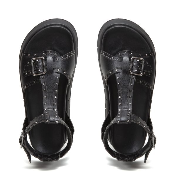 Sandália Feminina Plataforma Flatform Taxas - Preto