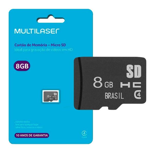 CARTÃO DE MEMORIA MICRO SD - 8GB MULTILASER