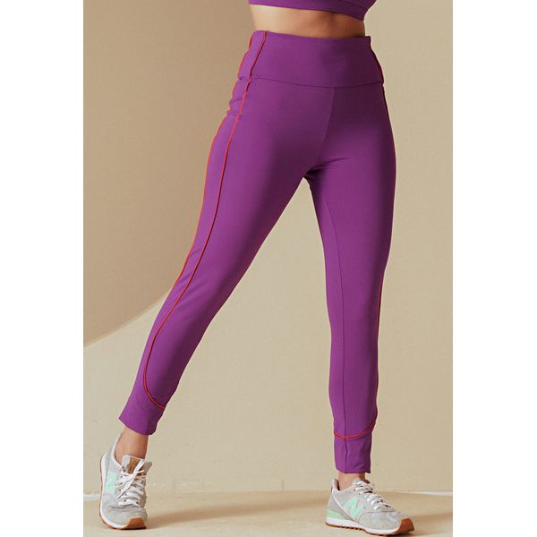 Legging Fitness com Recorte e Filete Lateral Frelith - ROXO