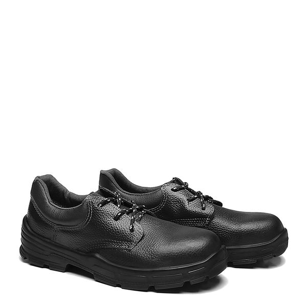 SAPATO PRETO AMARRAR COURO BICO PLASTICO PU BIDENS... - FUJIWARA