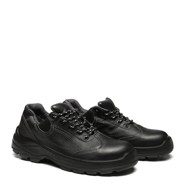 TENIS PRETO AMARRAR COURO FLOR BICO ACO PU BIDENSI... - FUJIWARA