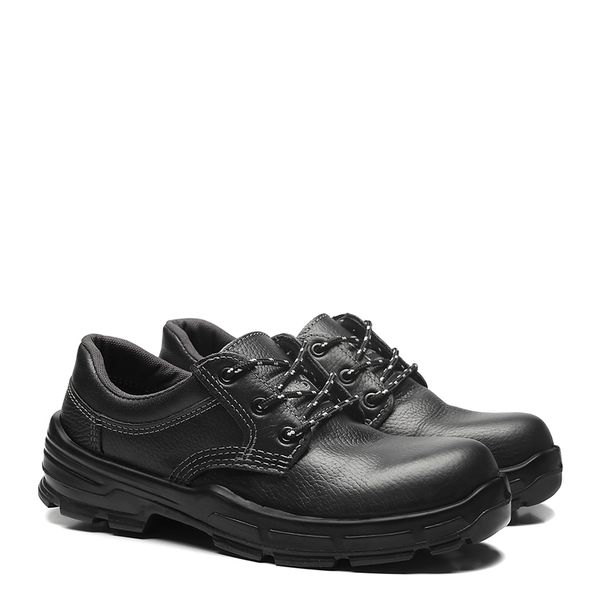 SAPATO PRETO AMARRAR COURO FLOR BICO COMPOSITE PU ... - FUJIWARA