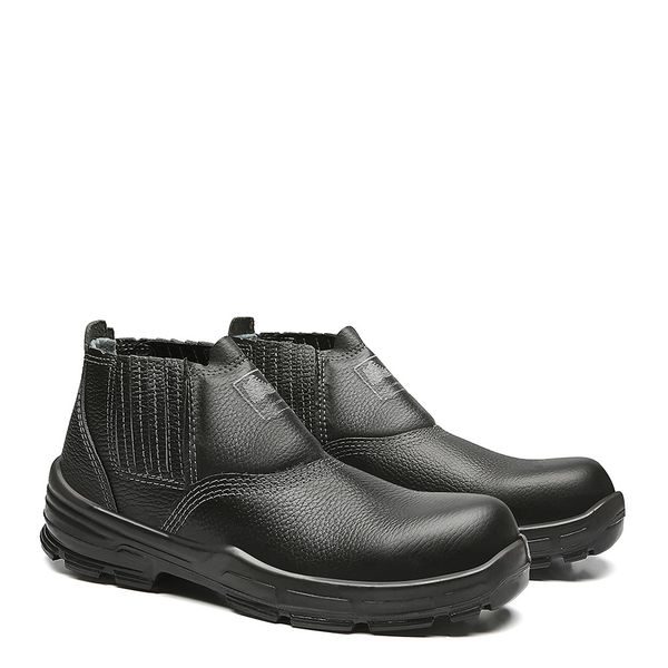 BOTINA PRETA ELASTICO COURO BICO COMPOSITE PU BIDE... - FUJIWARA