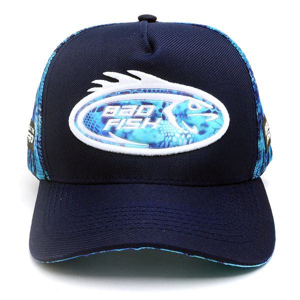 Boné Bad Fish Esporte Pesca Bordado Azul e Preto Militar