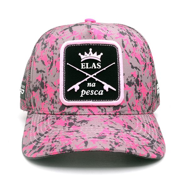 Boné Bad Fish Esporte Pesca Bordado Rosa Militar