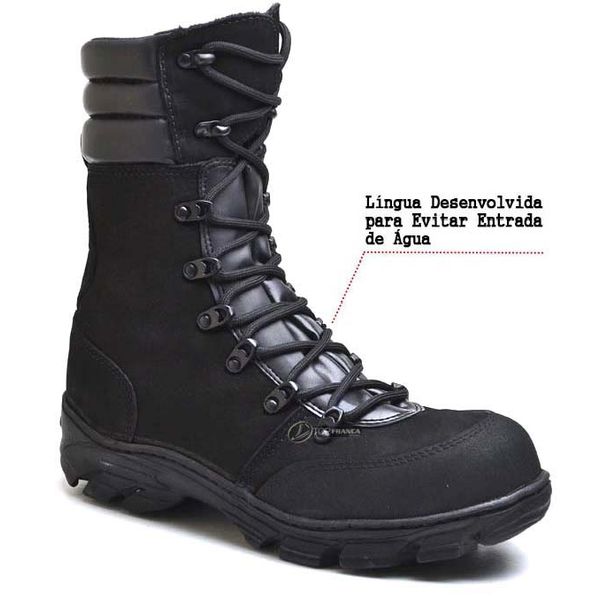 Bota Coturno Militar Tático Fulgore Couro Preta