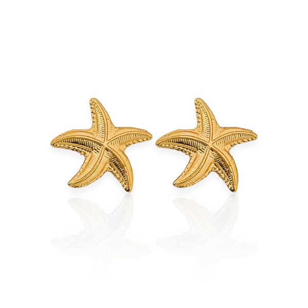 BRINCO FOLHEADO A OURO 18K ESTRELA DOR MAR DOURADO