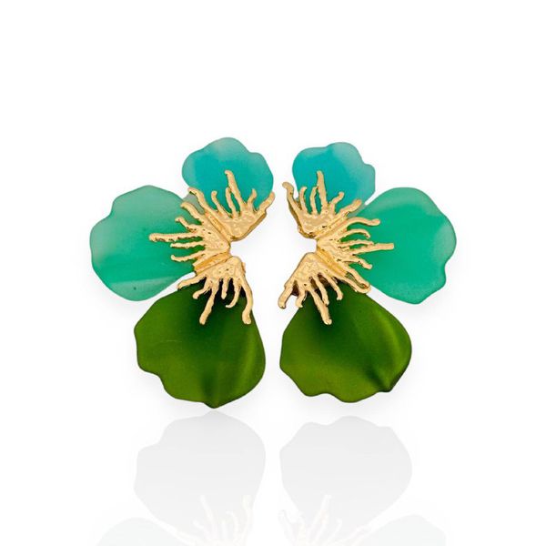 BRINCO FOLHEADO A OURO 18K FLOR PETALAS