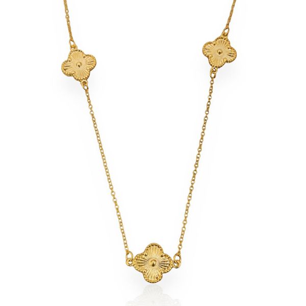 COLAR FOLHEADO A OURO 18K INSPIRAÇÃO TREVOS 