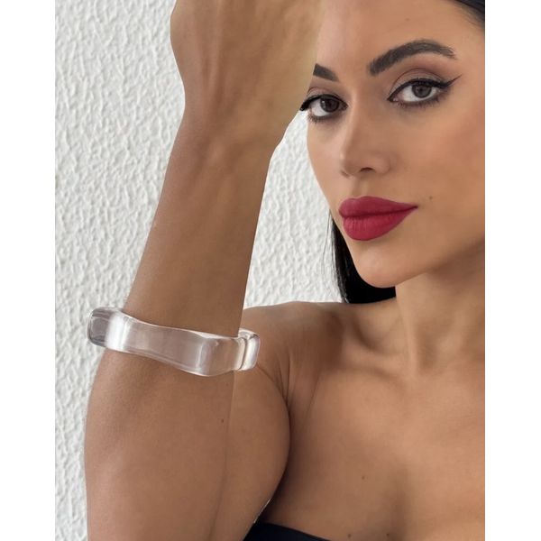 BRACELETE ACRILICO TRANSPARENTE QUADRADO 