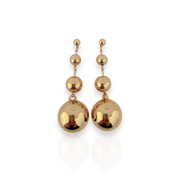 BRINCO FOLHEADO A OURO 18K ESFERAS LONGO