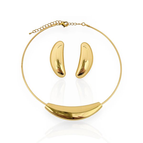 CONJUNTO COLAR E BRINCO FOLHEADO A OURO 18K ANNE