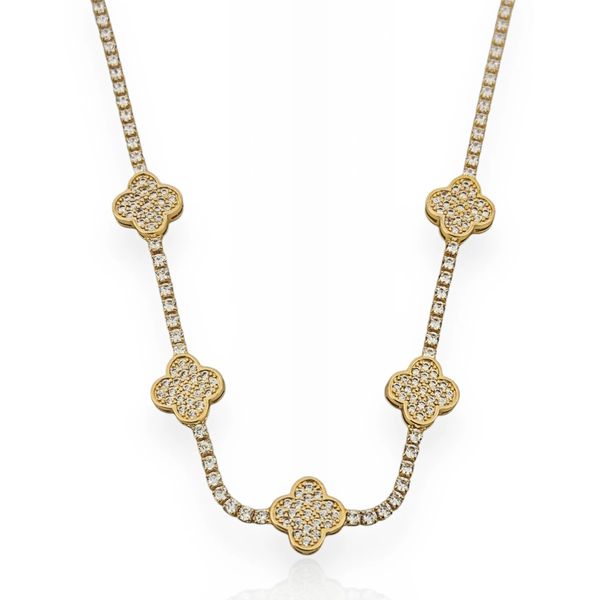 COLAR FOLHEADO A OURO 18K INSPIRAÇÃO ZIRCONIAS