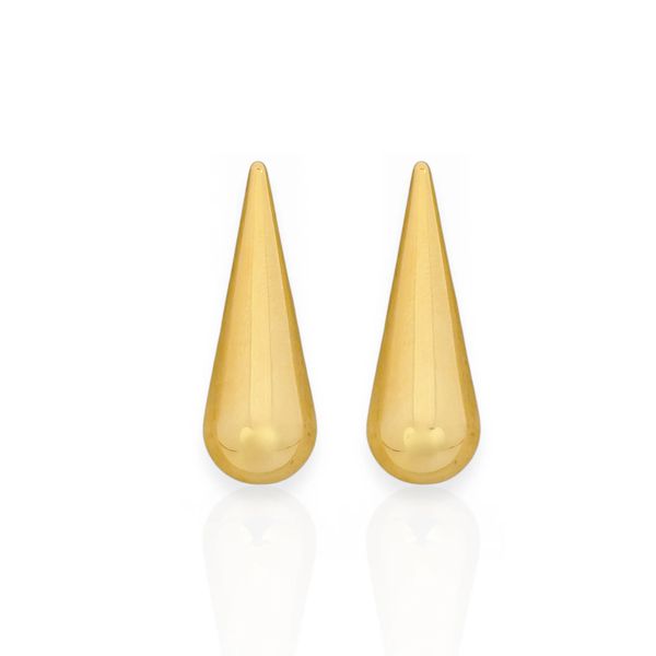 BRINCO FOLHEADO A OURO 18K GOTA AGULHA LISA M