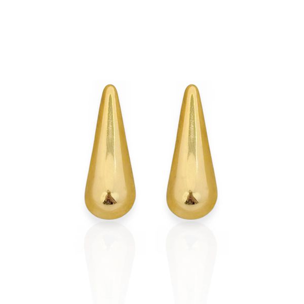 BRINCO FOLHEADO A OURO 18K GOTA AGULHA LISA P