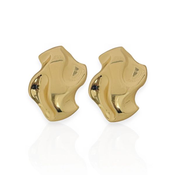 BRINCO FOLHEADO A OURO 18K CONCHA ORGANICA