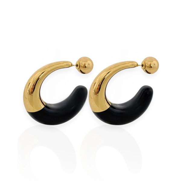 BRINCO FOLHEADO A OURO 18K ARGOLA RESINADA ESFERAS