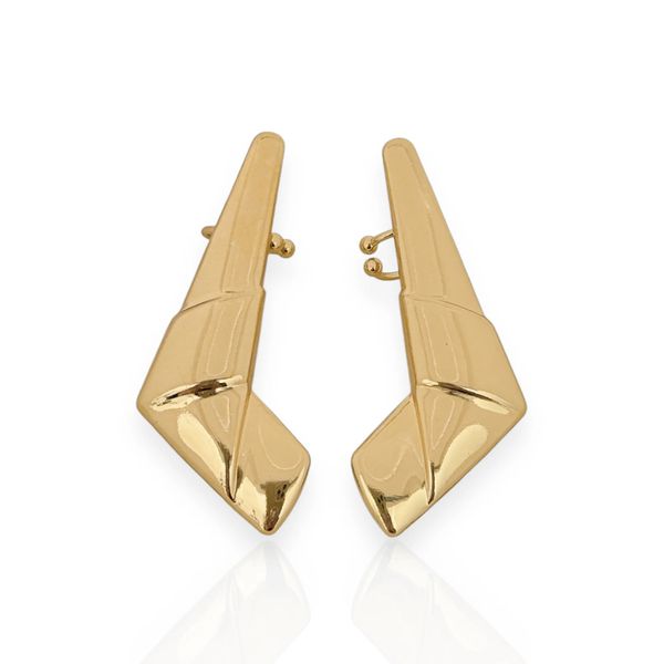 BRINCO EAR CUFF GEOMETRICO FOLHEADO A OURO 18K