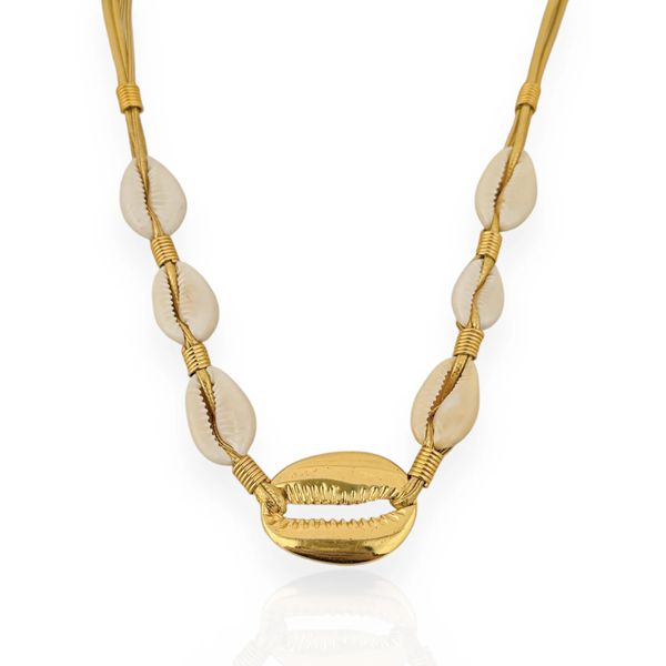 COLAR CHOKER FOLHEADO A OURO 18K BUZIOS 