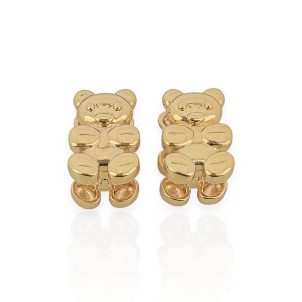 BRINCO DUPLO FOLHEADO A OURO 18K URSINHO LISO