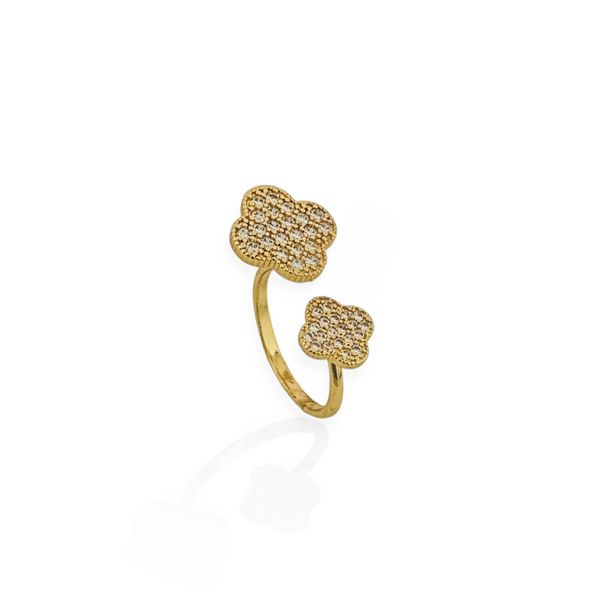 ANEL FOLHEADO A OURO 18K INSPIRACAO ZIRCONIA REGULAVEL