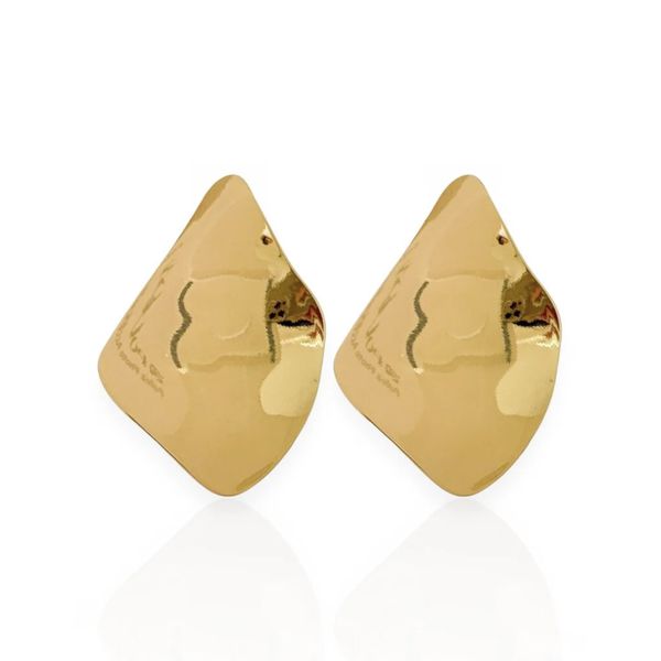 BRINCO FOLHEADO A OURO 18K E PRATA GOTA ONDULADA LISA G