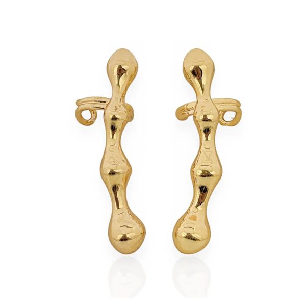 BRINCO FOLHEADO A OURO 18K EAR CUFF ORGANICO LISO