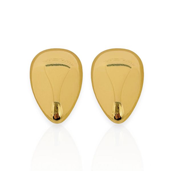 BRINCO FOLHEADO A OURO 18K E PRATA GOTA INVERTIDA