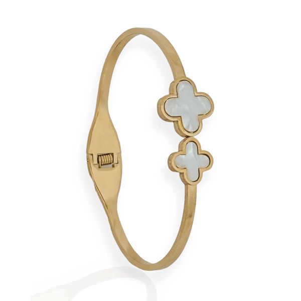 BRACELETE FOLHEADO A OURO 18K INSPIRACAO MADREPEROLA 