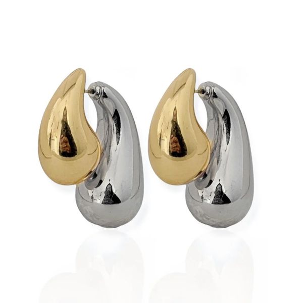 BRINCO FOLHEADO A OURO 18K E PRATA GOTAS DUPLAS