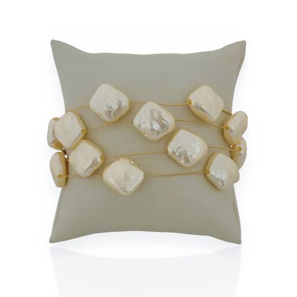 PULSEIRA FOLHEADA A OURO 18K PEROLAS ORGANICAS P
