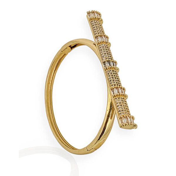 BRACELETE FOLHEADO A OURO 18K ARO RETO BRILHANTES