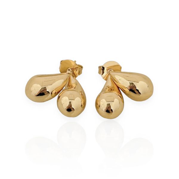 BRINCO FOLHEADO A OURO 18K GOTAS DUPLAS