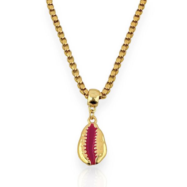 COLAR FOLHEADO A OURO 18K PINGENTE BUZIOS