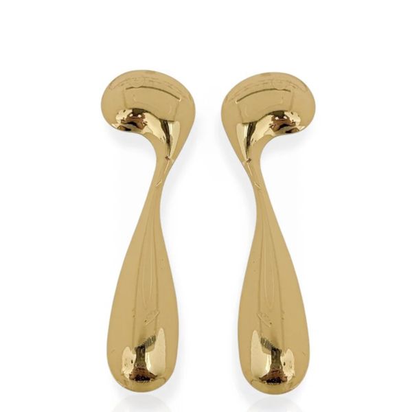BRINCO FOLHEADO A OURO 18K E PRATA 925 PONTO GOTA LARGA 