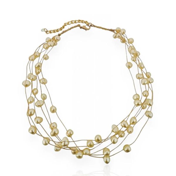 COLAR CURTO FOLHEADO A OURO 18K MINI PEROLAS 