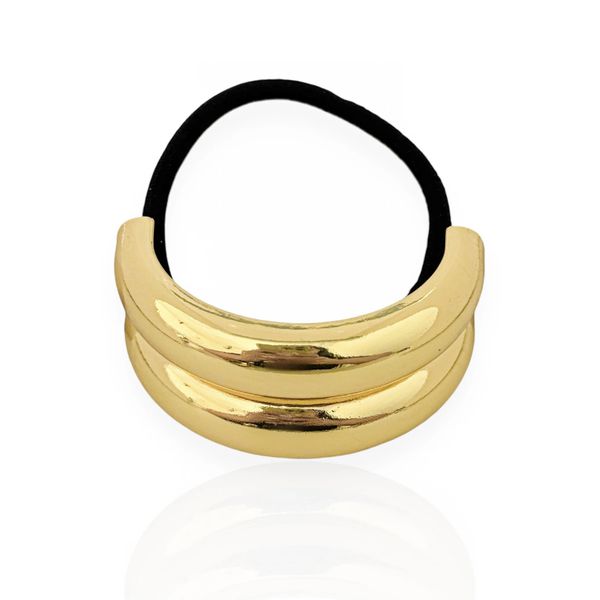 PRESILHA FOLHEADO A OURO 18K DOIS TUBOS 