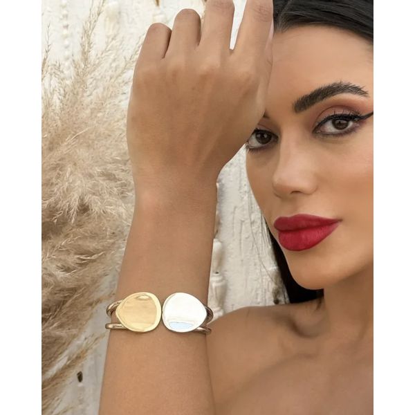 BRACELETE FOLHEADO A OURO 18K E PRATA MIX BANHOS JULIA 